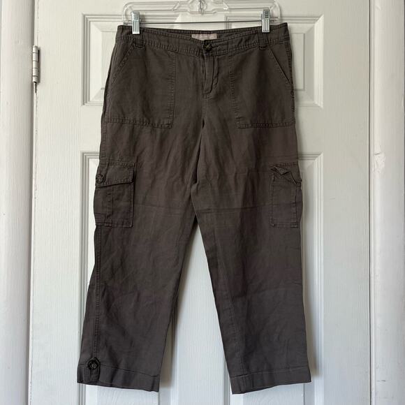 Banana Republic Martin Fit Linen-Blend Cargo Capri - Size 4 - Picture 1 of 9